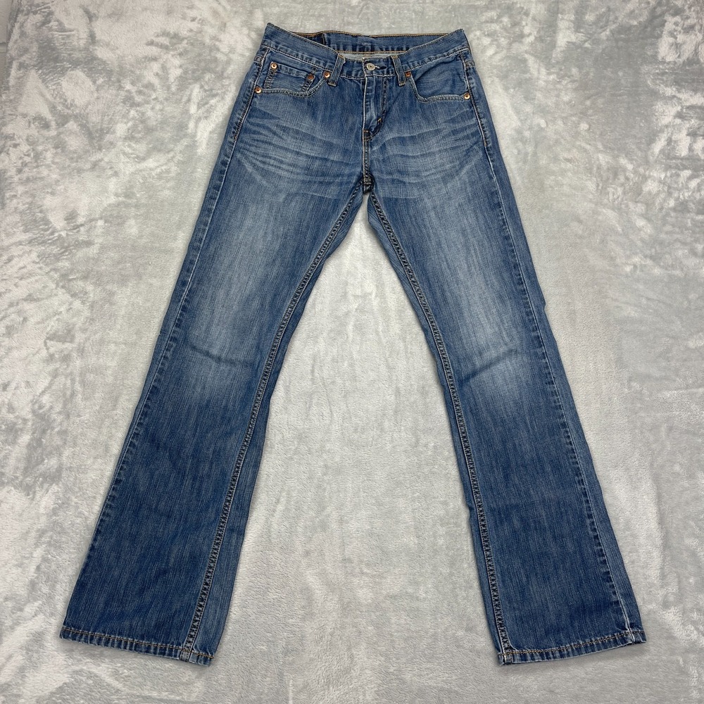 Levi's Jeans Mens 29x32 Blue Denim Whiskered Faded Red Tab 527 Slim Bootcut Leg